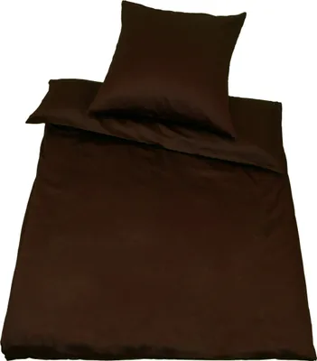 Produktbild von Baumwoll-Satin-Bettwäsche 155 x 220/80 x 80 cm,  Braun 155x220