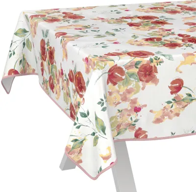 Produktbild von Tischdecke wasserabweisend abwaschbar Rot 100x140cm Band Zeitlos Mohnblumen Wachstuch Gartentischdecke