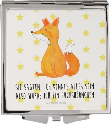 Produktbild von Mr. & Mrs. Panda Taschenspiegel Einhorn Fuchs - Weiß - Geschenk, Kosmetikspiegel, Unicorns, Einhörner, Fuchshörnchen, Klappspiegel, Unicorn, Reise Spiegel, Frauen, Füchse