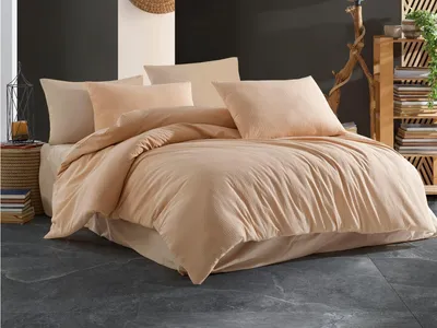 Obrázek produktu pro Povlečení krep UNI 140x200, 70x90cm Béžové, nitěný knoflík