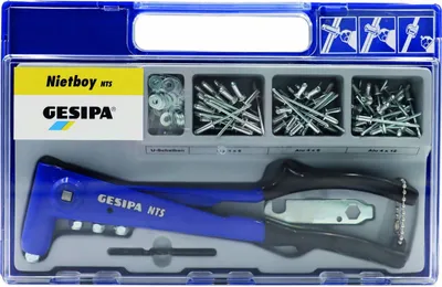 Produktbild von GESIPA Blindnietsortiment (135 teilig / Zange NTS u.Blindniete D.4 mm) - 1435461