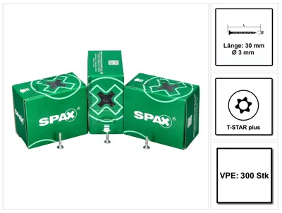 Zdjęcie produktu dla SPAX® 0151010300303 SPAX® Rückwandschrauben T10 Flachkopf WIROX 0151010300303 3 mm x 30 mm, 300 St.