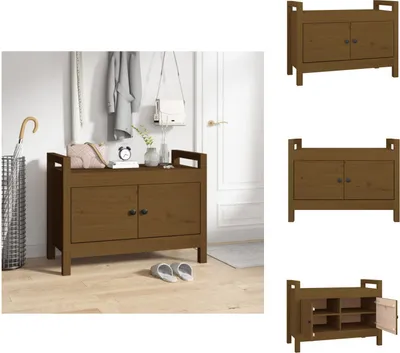 Immagine prodotto di vidaXL Panca da corridoio marrone miele 80x40x60 cm in legno di pino massiccio - Panche da corridoio e cassapanca
