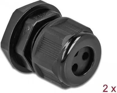 Productafbeelding van Delock kabelwartel PG13,5 voor ronde kabels, met drie kabelinvoeren, zwart, 2 stuks