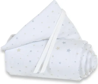 Produktbild von babybay Nestchen Piqué passend für Modell Maxi, Boxspring, Comfort und Comfort Plus, weiß Sternemix sand/azurblau