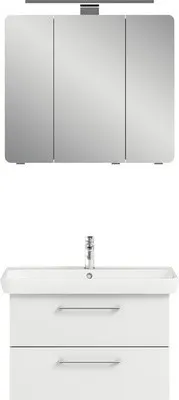 Produktbild von Pelipal Badmöbel-Set BxHxT 81 x 200 x 44 cm Frontfarbe weiß mit Waschtisch Keramik weiß Griff chrom H10581011400M11