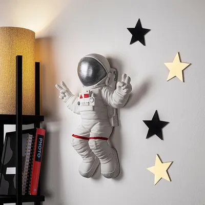 Produktbild von Wallity, Peace Sign Astronaut - 2, Wanddeko, Weiß, Polyester, 35 x 47 x 10 cm