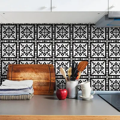 Image de Solidchoice - Autocollants adhésifs en carreaux noir et blanc de 20x20 cm pour cuisine et salle de bain