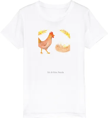 Produktbild von Mr. & Mrs. Panda Kleinkinder T-Shirt Huhn Stolz 5-6 Jahre (110/116) - Weiß - Geschenk, Hahn, Öko Kinder, Teenager, Magie, Bauernhof, Mädchen, Kindershirt, Schwangerschaft