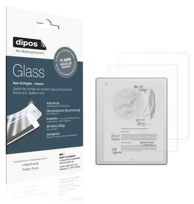 Produktbild von 2x Schutzfolie für reMarkable Paper Pure matt - Anti-Shock 9H Folie dipos Glass Kunststoffglas