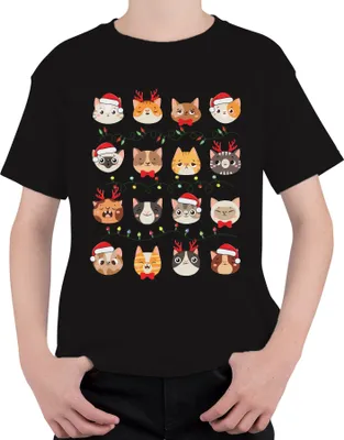 Produktbild von Katzen Weihnachten Festtage - Weihnachtsgeschenk Christmas Uni Kinder T-Shirt, Schwarz, 152
