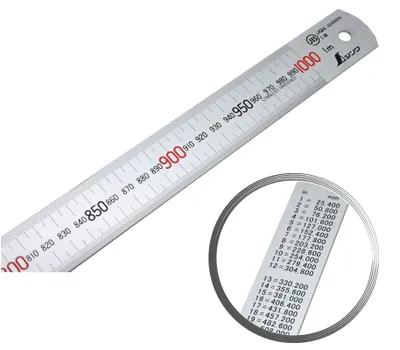 Zdjęcie produktu dla FAMEX 12519 – Liniał ze stali nierdzewnej, 100 cm – z podziałką 0,5 mm – liniał stalowy, metalowy – 13048