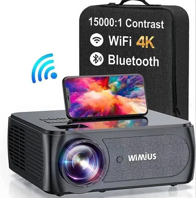 Image de Projecteur 4K Full HD de 15 000 lumens - 300 pouces - Wi-Fi 5G - fonction de rotation à 360 degrés - sac de transport inclus