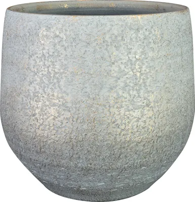 Obrázok produktu pre Keramický kvetináč Steege. Kovová strieborná sivá/nádych zlatej D32/H30 cm