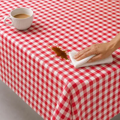 Produktbild von Wachstuchtischdecke Landhaus Bauernkaro abwischbar rot - 80 x 80