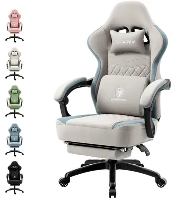 Produktbild von Gaming-Stuhl Stoff, Taschenfederkissen, Massage, Kopf-/Fußstütze Grau