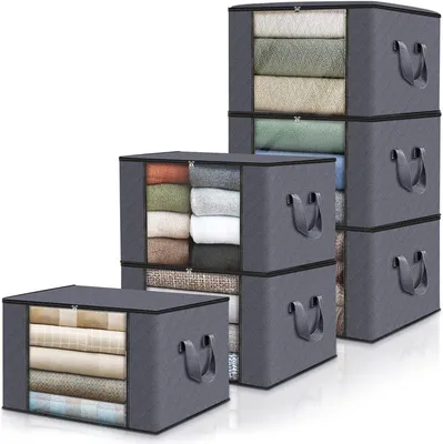 Imagen del producto de Bolsa de almacenamiento para mantas, juego de 6 unidades, color gris claro