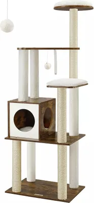 Produktbild von In And OutdoorMatch Luxus-Kratzbaum Carroll - 165 cm - für Katzen - Grau - weiche Katzenbett-Hängematte - Katzenspielzeug - geeignet für kleine und große Kätzchen