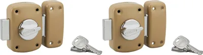 Image de Lot de 2 verrous à bouton Corvette pour porte d'entrée, cylindre 45mm, acier, 6 clés, époxy bronze - THIRARD
