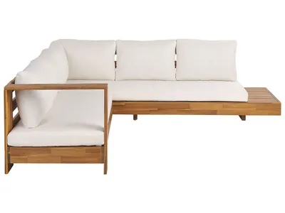 Produktbild von BELIANI Gartenset Hellbraun es Akazienholz 5-Sitzer Abnehmbare Auflagen rechtseitig Terrasse Garten Outdoor Modern