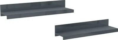 Produktbild von 2er Set Wandregale india Wandboard 90x20x15cm grau Hochglanz