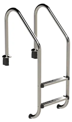 Produktbild von HAF Ideal Eichenwald 2 stufige Tiefbeckenleiter Weite Ausführung aus V2A Edelstahl | Stabile Edelstahlleiter für Einbaubecken ohne Überlaufrinne.