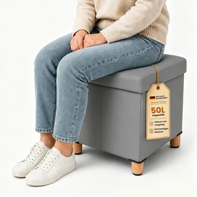Image de Pouf pliable avec revêtement en polyuréthane
