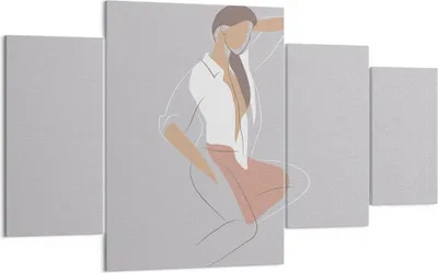 Produktbild von Bild auf Leinwand - Leinwandbild - 4 Teile - Frau Grafik Modern - 160x90cm - Wand Bild - Wanddeko - Wandbilder - Leinwanddruck - Bilder - Wanddekoration - Leinwand bilder - Wandbild - DL160x90-4266