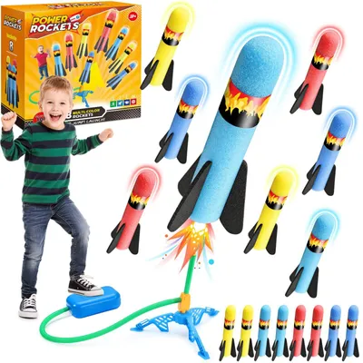 Produktbild von Raketen Spielzeug für Kinder mit 8 Schaumstoffraketen Outdoor Spielzeug Blau