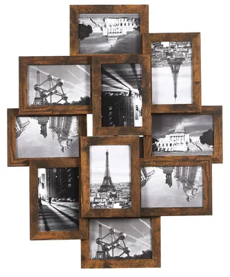 Obrázok produktu pre SONGMICS Sada rámikov na fotografie, 10 rámikov pre fotografie formátu 10 x 15 cm, fotocollage, nástenná dekorácia, viac rámikov, vintage hnedá, model RPF020X01