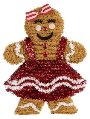 Produktbild von Clayre & Eef Weihnachtsdekoration Pfefferkuchenmann 22x4x28 cm Braun Kunststoff