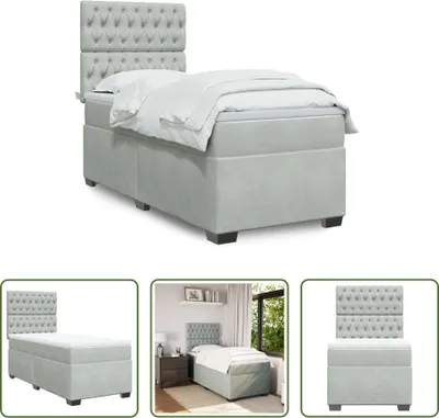 Produktbild von The Living Store Boxspringbett mit Matratze Hellgrau 90x190 cm Samt