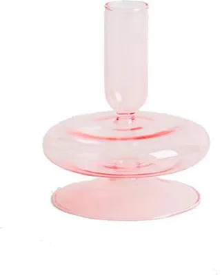 Zdjęcie produktu dla Szklany wazon na dekorację stołu Nowoczesny, elegancki wazon na kwiaty Świecznik na ślub Dekoracja wnętrz Prezent na parapetówkę Różowy