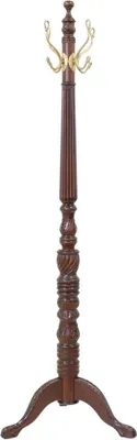 Produktbild von Casa Padrino Luxus Barock Mahagoni Garderobenständer Dunkelbraun / Messing H. 183 cm - Barockstil Massivholz Kleiderständer - Barock Garderoben Möbel