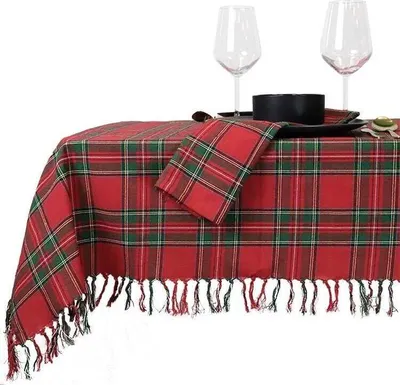 Produktbild von Unique Living - Tischdecke Weihnachten Tartan Rot - 150x200cm