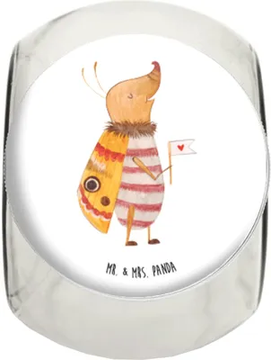 Produktbild von Mr. & Mrs. Panda gewürzglas Nachtfalter Fähnchen L 870ml - Weiß - Geschenk, Spruch Witzig, Bonboniere, Vorratsdose, Süß, Küche Deko, Aufbewahrungsdose, Käfer, Vorratsglas