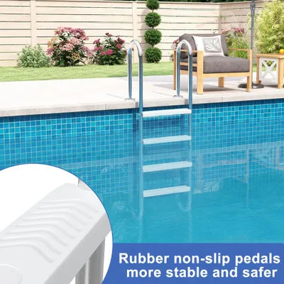 Produktbild von YZNAHRE Poolleiter Edelstahl Pool Leiter 4 Stufen 157cm Hoch Pool Leiter mit Handlauf Demontage Schwimmbad Leiter Bis 150KG Rutschfest Einbauleiter
