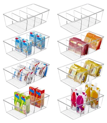 8er-Set Lebensmittel-Aufbewahrungsboxen, transparent, 4 Fächer