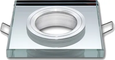 Produktbild von Einbaustrahler GU10 Einbaurahmen Glas Einbauleuchte Ø75mm Bohrloch inkl. GU10 Fassung für LED Leuchtmittel Silber Eckig
