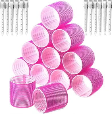 Produktbild von Haar-Lockenstab-Set 12+12, großer Lockenstab und Entenschnabel-Clip, hitzefreier selbstklebender Lockenstab, großer Lockenstab, Lockenstab für langes