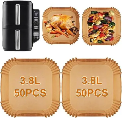 Zdjęcie produktu dla Zestaw papieru do pieczenia do frytkownicy Airfryer w wersji XL, papier do pieczenia do frytkownicy z podwójną strefą, akcesoria do dużych frytkownic Airfryer