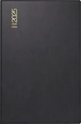 Produktbild von rido/idé 7016212905 Taschenkalender Modell Industrie II (2025)| 1 Seite = 2 Tage| A7| 312 Seiten| Kunststoff-Einband| schwarz