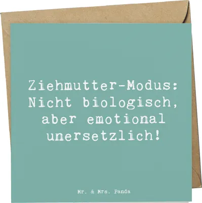 Produktbild von Mr. & Mrs. Panda Klappkarte Spruch Ziehmutter Modus - Meeresbrise - Geschenk, Liebe, Bonusmutter, Freude, Unterstützung, faltkarte, Dankeschön, Stiefmutter, doppelkarte