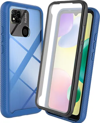 Produktbild von Redmi 9C Hülle, TPU Bumper mit Eingebautem Displayschutz 360 Grad Komplettschutz Schutzhülle für Xiaomi Redmi 10A / Redmi 9C Dunkelblau