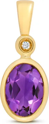Produktbild von Eleganter 9 Karat (375) Gold Damen - Diamant Anhänger Brillant-Schliff mit Amethyst - 15mm*6mm; TRS14403