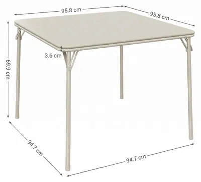 Immagine prodotto di Tavolo da gioco e da carte – Tavolo quadrato pieghevole, 97 x 97 cm – Portatile – Gambe pieghevoli – Struttura in metallo – Piano del tavolo imbottito inPoliuretano– Adatto per l'esterno – Colore avorio