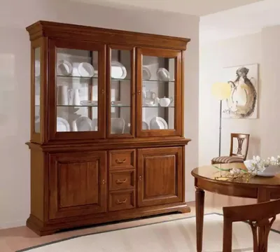 Produktbild von Vitrine Italienische Luxus Möbel Vitrinen Holzschrank Design Schrank