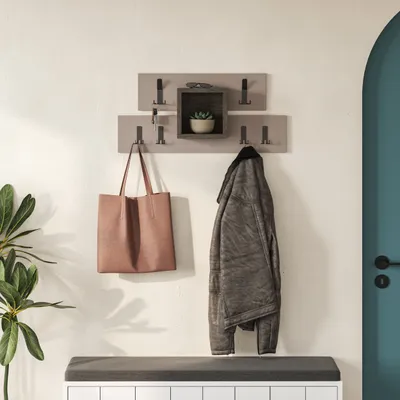 Produktbild von DECORTIE Lumina Hänger,Wandgarderobe, Hell Mokka- Dunkel Braun, 68 x 32 x 15 cm