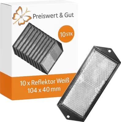 Produktbild von 10 x Anhänger Katzenaugen Reflektoren Weiß – 104x40mm Ø 5mm Schraubbefestigung – Seitenstrahler für Anhänger & Wohnwagen