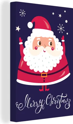Produktbild von MuchoWow® - Leinwandbilder - Weihnachtsmann - Weihnachten - Zitate - Frohe Weihnachten - Schnee, Wandbild, Wanddeko Bilder Wohnzimmer, 60x90 cm